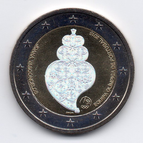 2 euros commémorative irisée - tirage privé, Portugal 2016 Jeux de Rio de Janeiro pièce de monnaie €