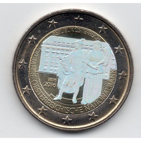 2 euros commémorative irisée - tirage privé, Autriche 2016 Banque nationale piece de monnaie €