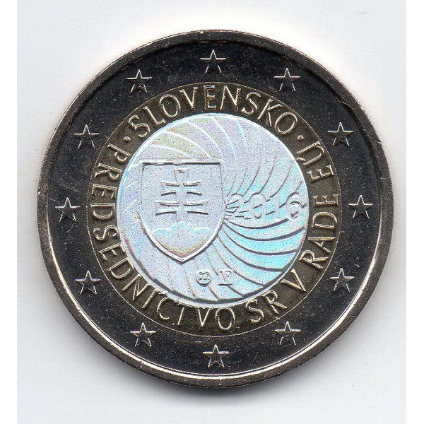 2 euros commémorative irisée - tirage privé, Slovaquie 2016 présidence union européenne piece de monnaie €