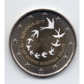 2 euros commémorative irisé - tirage privé, Slovénie 2017 l'euro à 10 ans