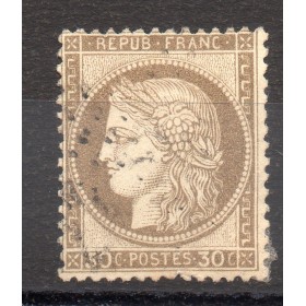 Timbre France Yvert No 56 Type Cérès 30c brun Oblitéré CaD type 17
