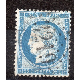 Timbre France Yvert No 60C Type Cérès 25c bleu Oblitéré gros chiffres