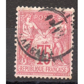 Timbre France Yvert No 71 Type I Sage 75c carmin Oblitéré