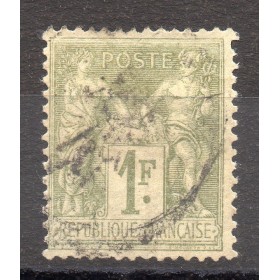 Timbre France Yvert No 72 Type I Sage 1fr bronze Oblitéré