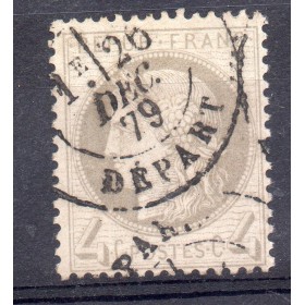 Timbre France Yvert No 52 Type Cérès 4c gris Oblitéré CaD type 17