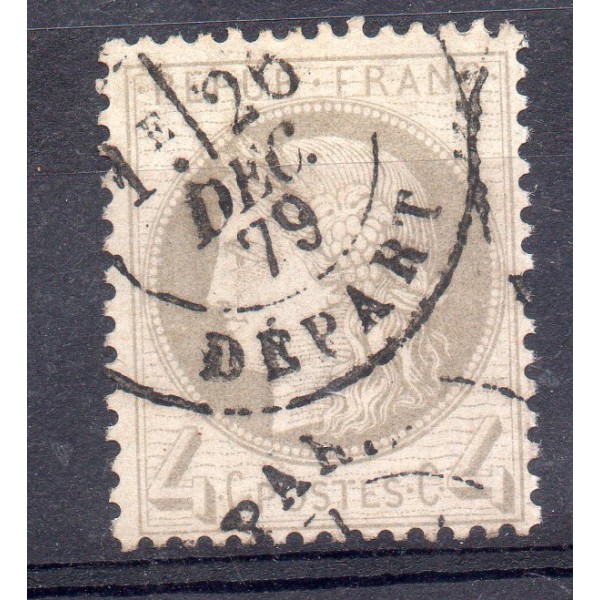 Timbre France Yvert No 52 Type Cérès 4c gris Oblitéré CaD type 17
