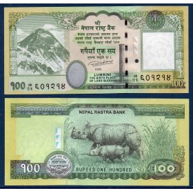 Nepal P.80c, Neuf Billet de 100 rupees 2024 Rhinoceros