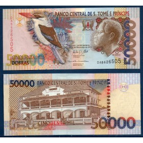 Sao Tomé et Principe P.68e, Neuf Billet de 50000 Dobras 2013 Oiseau Canobia
