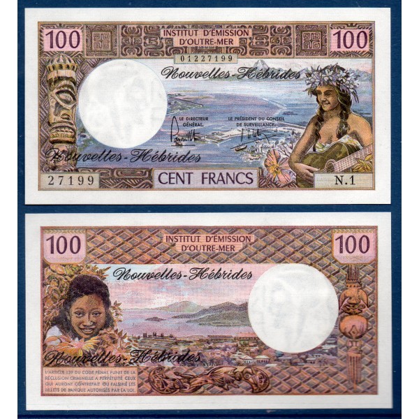 Nouvelles hébrides P.18c, Neuf Billet de 100 Francs 1970-1977 Vahiné