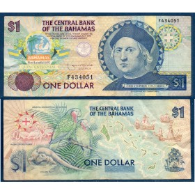 Bahamas P.50a, TTB Billet de 1 dollar 1992 Christophe Colomb