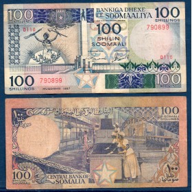 Somalie P.35b, TB Billet de 100 Shilings 1987