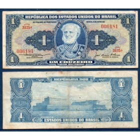 Bresil P.150c, TB Billet de 1 Cruzeiro 1954-1958 Marques Tamandare