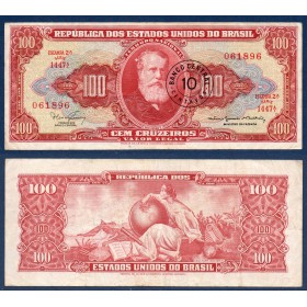 Bresil P.185b, TB Billet de 10 Centavos 1967 Pedro II