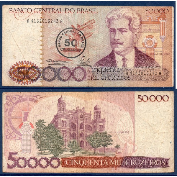 Bresil P.207, B Billet de 50 Cruzadosos 1986 Oswaldo Cruz