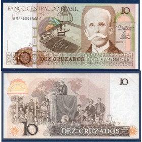 Bresil P.209a, spl Billet de 10 Cruzados 1987 Rui Barbosa