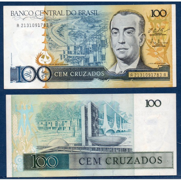 Bresil P.211c, Sup Billet de 100 Cruzados 1987 Juscelino Kubitschek