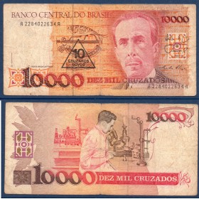 Bresil P.218a, B Billet de 10 Cruzados Novos 1989 Carlos Chagas