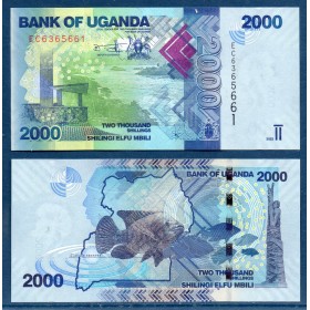 Ouganda P.50g, Neuf, Billet de 2000 Shillings 2022 Poissons