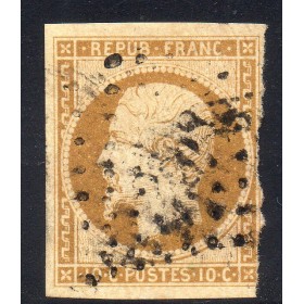 Timbre France Yvert No 9a Type Présidence 10c Bistre brun Oblitéré