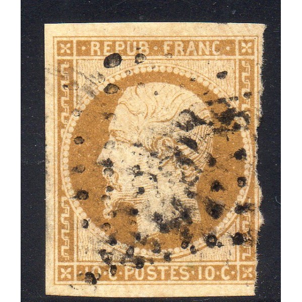 Timbre France Yvert No 9a Type Présidence 10c Bistre brun Oblitéré