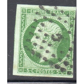 Timbre France Yvert No 12b Type Empire 5c Vert foncé Oblitéré