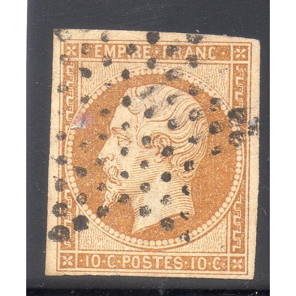 Timbre France Yvert No 13Ac Type I Empire 10c Bistre brun Oblitéré étoile de Paris