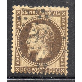 Timbre France Yvert No 30b Empire Lauré 30c brun-noir Oblitéré 2toile de Paris