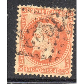 Timbre France Yvert No 31b Empire Lauré 40c orange vif Oblitéré gros chiffres