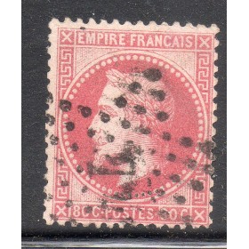 Timbre France Yvert No 32a Empire Lauré 80c rose carminé Oblitéré étoile de Paris