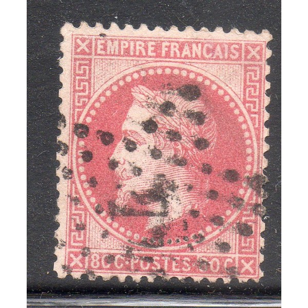 Timbre France Yvert No 32a Empire Lauré 80c rose carminé Oblitéré étoile de Paris