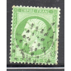 Timbre France Yvert No 20a Empire 5c vert foncé gros chiffres