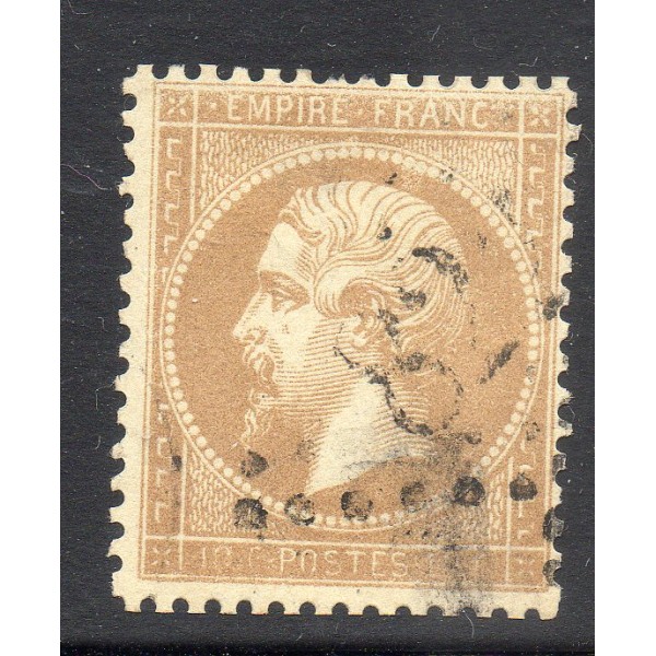 Timbre France Yvert No 21 Empire 10c bistre jaune Oblitéré gros chiffres