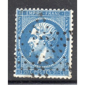 Timbre France Yvert No 22a Empire 20c bleu foncé Oblitéré étoil de Paris