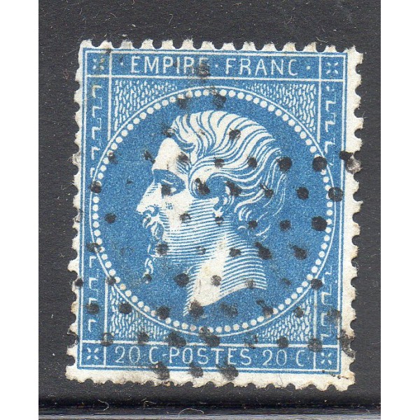 Timbre France Yvert No 22a Empire 20c bleu foncé Oblitéré étoil de Paris