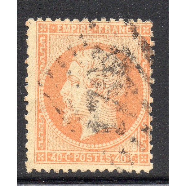 Timbre France Yvert No 23a Empire 40c orange clair Oblitéré gros chiffres