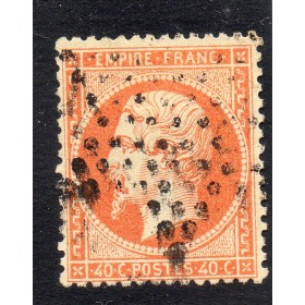 Timbre France Yvert No 23b Empire 40c orange vif Oblitéré étoile de Paris