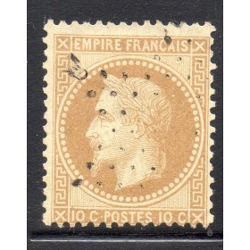 Timbre France Yvert No 28A Empire Lauré 10c bistre Oblitéré étoile