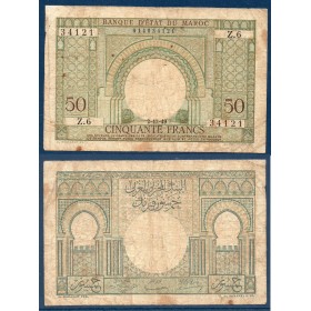 Maroc P.44, TB Billet de 50 francs 1949 grand Filigrane