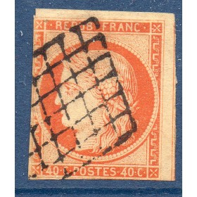Timbre France Yvert No 5 Type Cérès 40c Orange Oblitéré