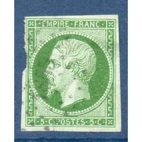 Timbre France Yvert No 12b Type Empire 5c Vert foncé Oblitéré