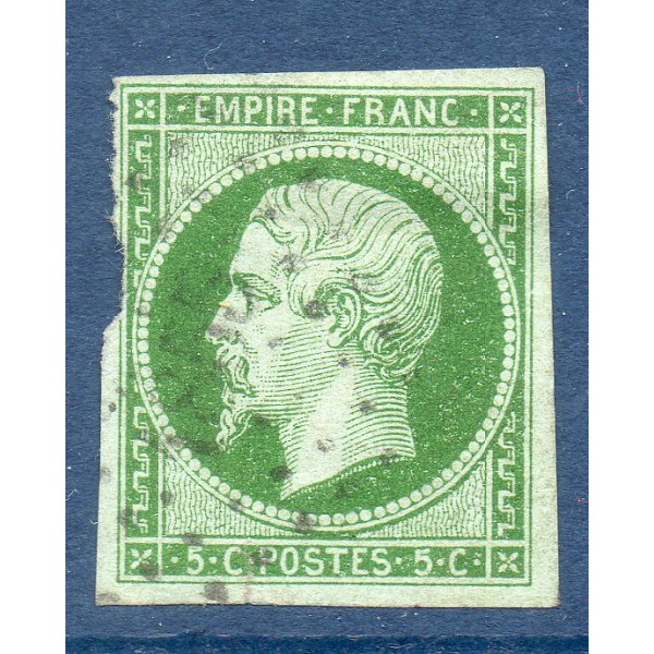 Timbre France Yvert No 12b Type Empire 5c Vert foncé Oblitéré