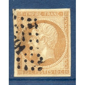 Timbre France Yvert No 13A Type I Empire 10c Bistre Oblitéré Ambulant
