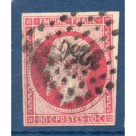 Timbre France Yvert No 17Ba Empire 80c rose vif Oblitéré PC