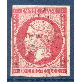 Timbre France Yvert No 17B Empire 80c rose Oblitéré