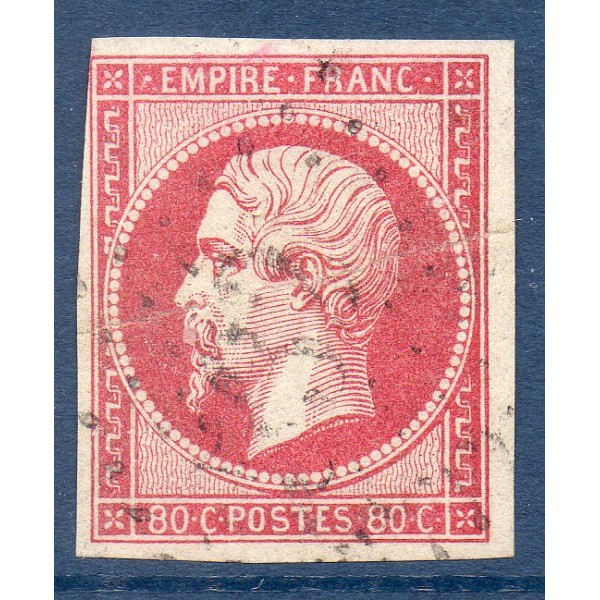 Timbre France Yvert No 17B Empire 80c rose Oblitéré
