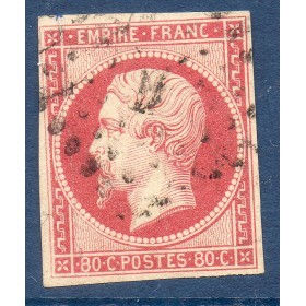Timbre France Yvert No 17B Empire 80c rose Oblitéré
