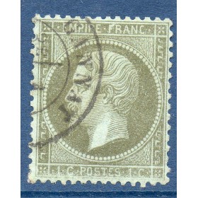 Timbre France Yvert No 19 Empire 1c vert olive Oblitéré CaD type 14