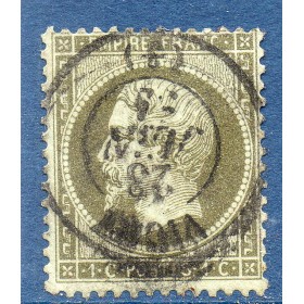 Timbre France Yvert No 19a Empire 1c vert bronze Oblitéré CaD