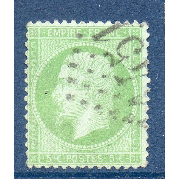 Timbre France Yvert No 20 Empire 5c vert Oblitéré Gros chiffres