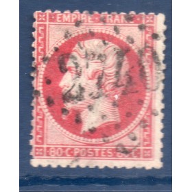 Timbre France Yvert No 24a Empire 80c rose foncé Oblitéré gros chiffres